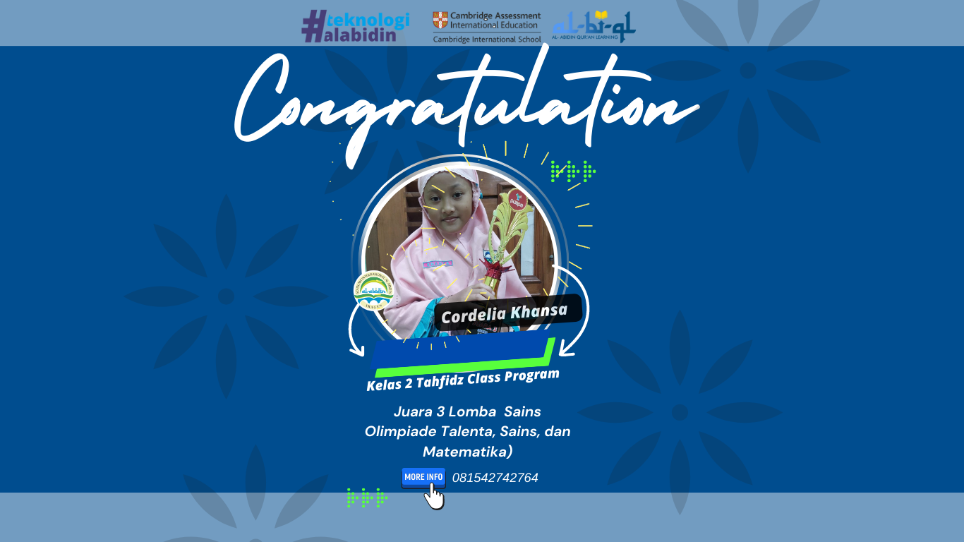 Cordelia Khansa Juara 3 Lomba Sains Olimpiade Talenta Sains & Matematika