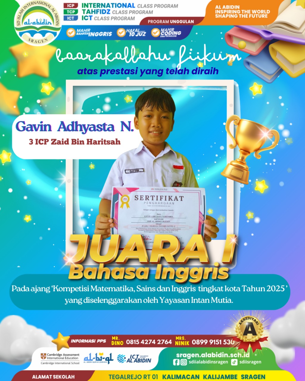 🌟✨ *SDII Al Abidin Sragen Berprestasi*✨🌟
