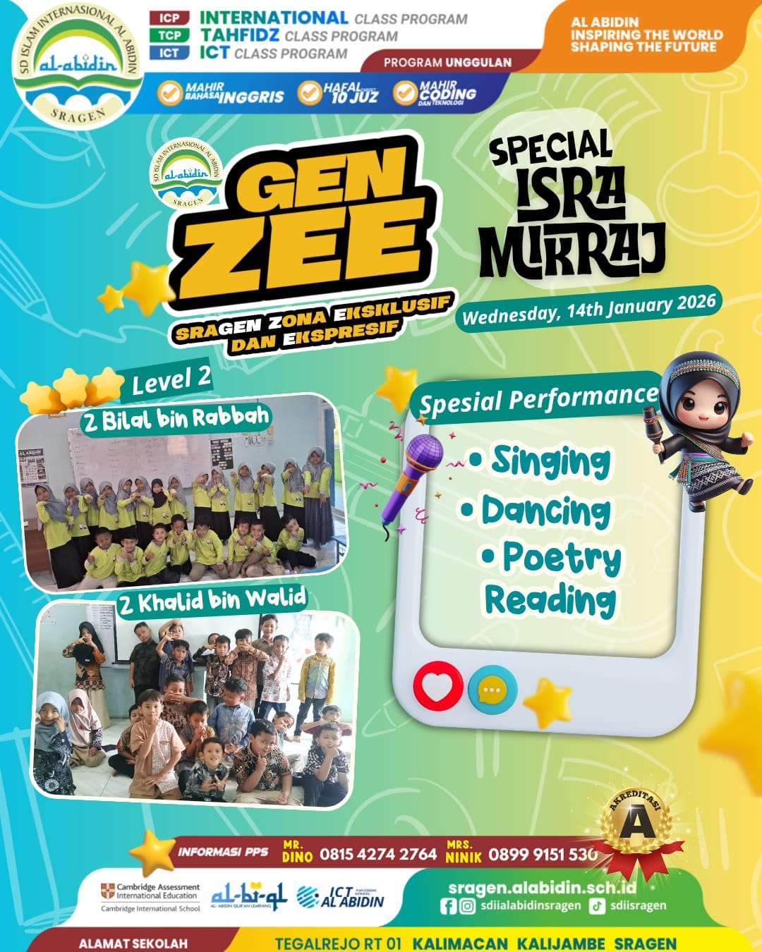 GEN ZEE: Special Isra Mi’raj SDII Al Abidin Sragen 🎤✨