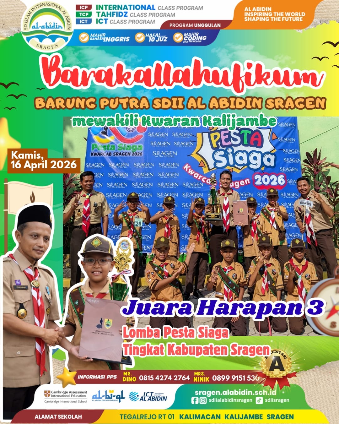 Semangat Pesta Siaga: Cerita Perjuangan SDII Al Abidin Sragen di Tingkat Kabupaten